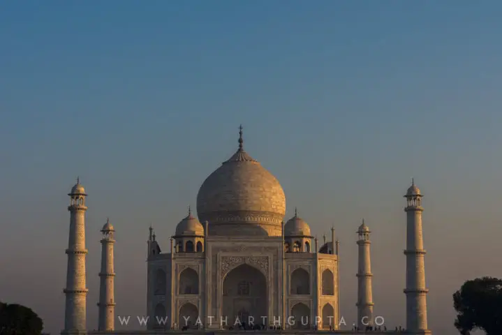 Morning Light at Taj Mahal, Golden Glow On White Marble